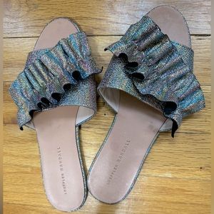 Loeffler Randall Rey Rainbow Metallic Slides 7.5